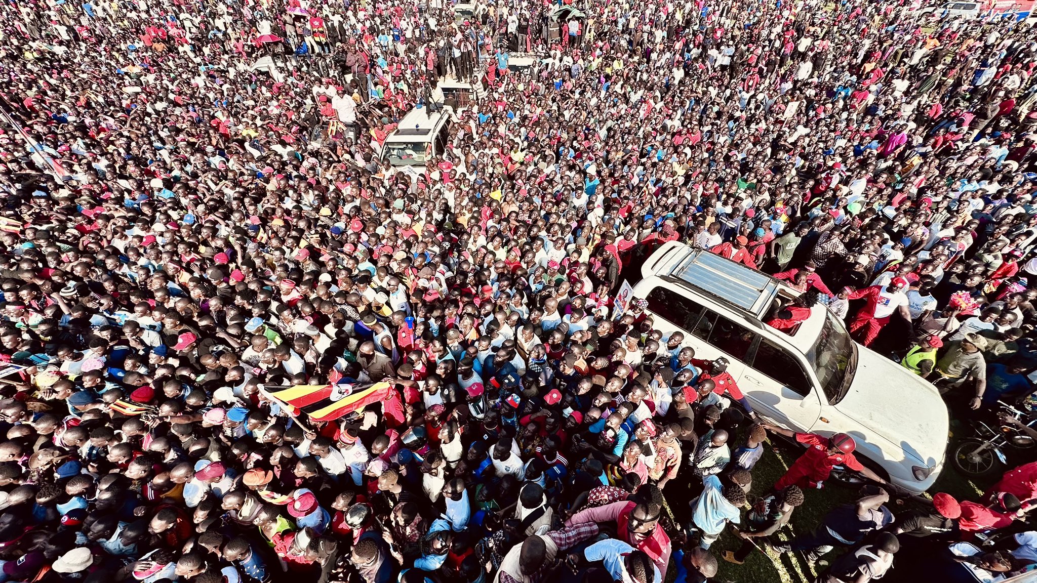 Bobi Wine addressing supporters in Jinja during his manifesto launch