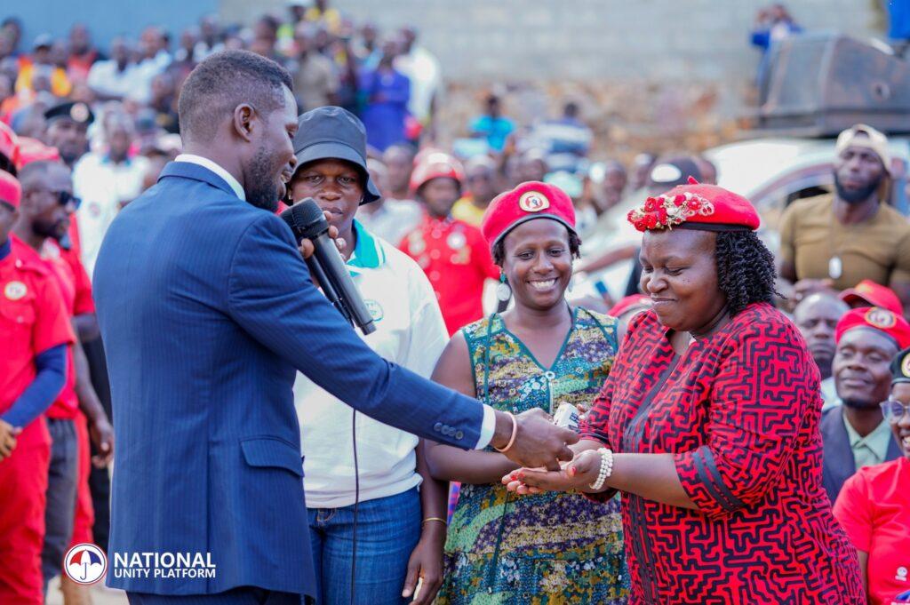 Bobi Wine addressing supporters in Kyankwanzi during his Unity Tour.