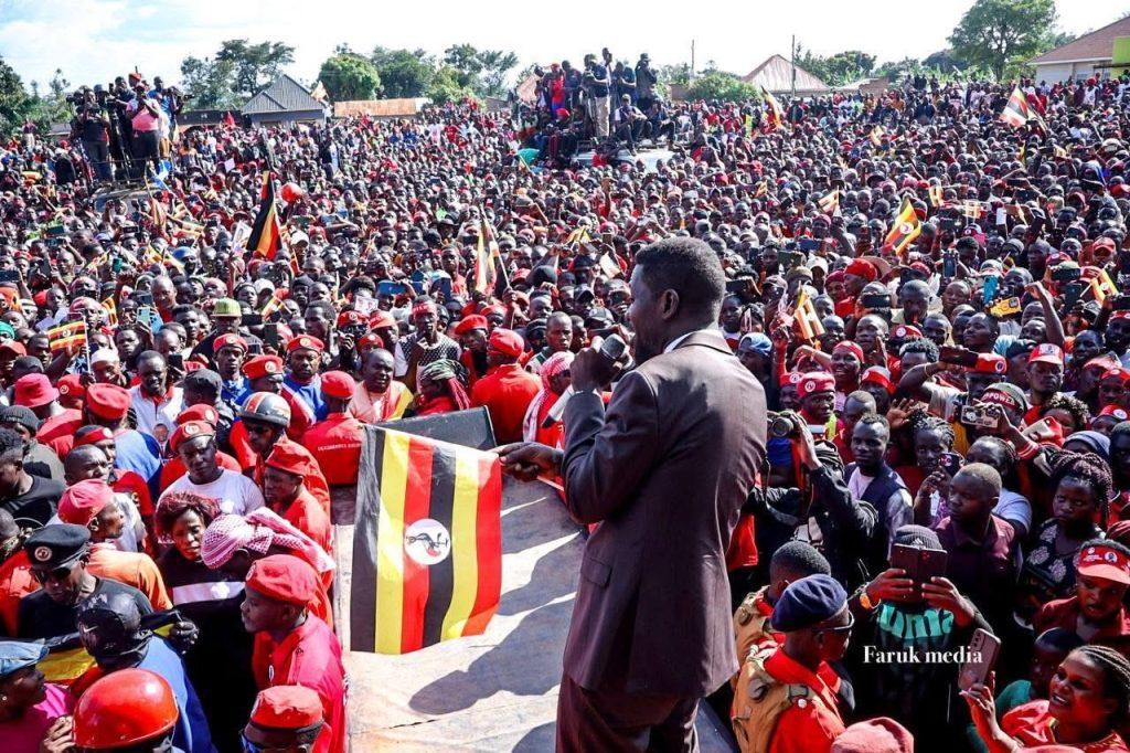 Bobi Wine addressing supporters as he calls Uganda’s Independence Day a mockery